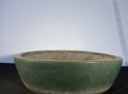 23x19x5 Inch Yamaaki Oval Bonsai Pot – Deep Green Glaze, Stamped Chops