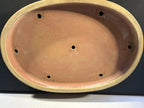 25x18x3 Inch Reiho Oval Bonsai Pot – Cream Glaze over Red Clay, Stamped Chop