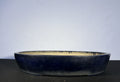 19.5x16x3.5 Inch Koyo Oval Bonsai Pot – Navy Blue Glaze, Signed and Sealed Base