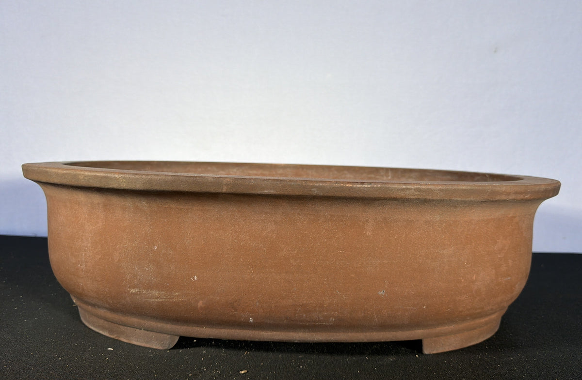22x17x6.5 Inch Itayama Oval Bonsai Pot – Unglazed Red-Brown Clay, Deep Profile