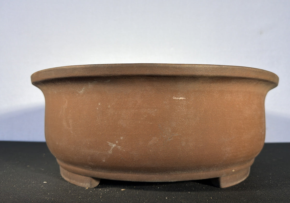 22x17x6.5 Inch Itayama Oval Bonsai Pot – Unglazed Red-Brown Clay, Deep Profile