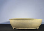 23x18x5 Inch Shuhou Oval Bonsai Pot – Speckled Cream Glaze, Incised Signature