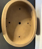 25x19x7 Inch Old Tokoname Oval Bonsai Pot – Warm Tan Clay, Deep Profile