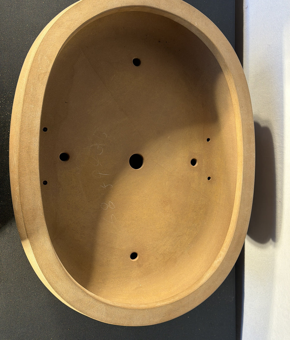 25x19x7 Inch Old Tokoname Oval Bonsai Pot – Warm Tan Clay, Deep Profile