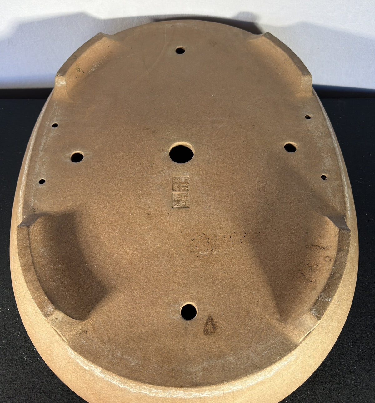 25x19x7 Inch Old Tokoname Oval Bonsai Pot – Warm Tan Clay, Deep Profile