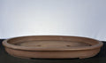 27x19x3 Inch Yamaaki Oval Bonsai Pot – Warm Brown Clay, Stamped Chop