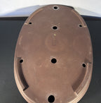 27x19x3 Inch Yamaaki Oval Bonsai Pot – Warm Brown Clay, Stamped Chop
