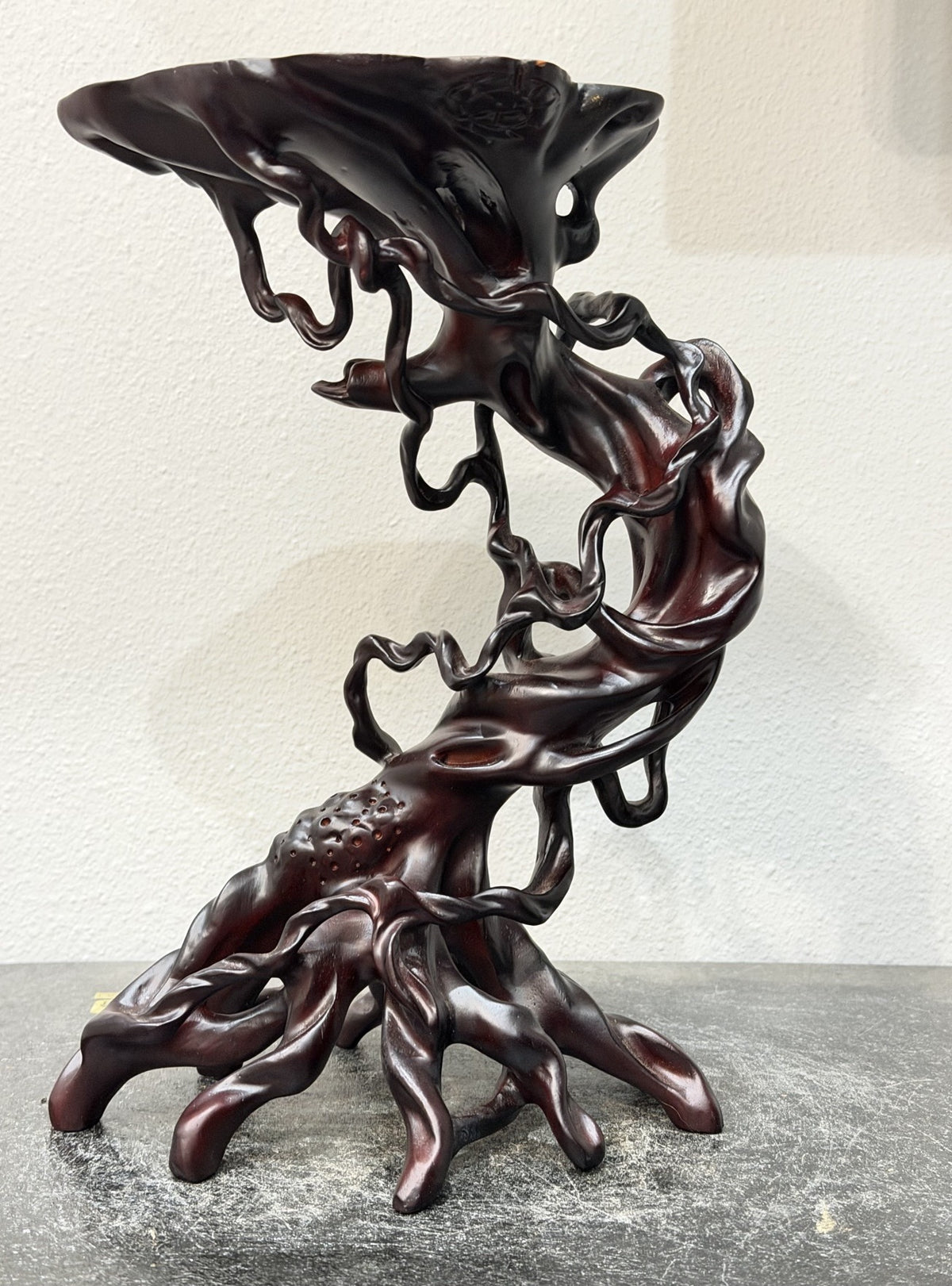 Hand-Carved Root Display Stand R7 - Tall Shohin Stand