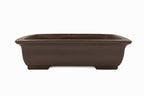 Large Rectangular Unglazed Gyouzan Japanese Bonsai Pot – Flared Rim, Masculine Chop, 18.5x16x4