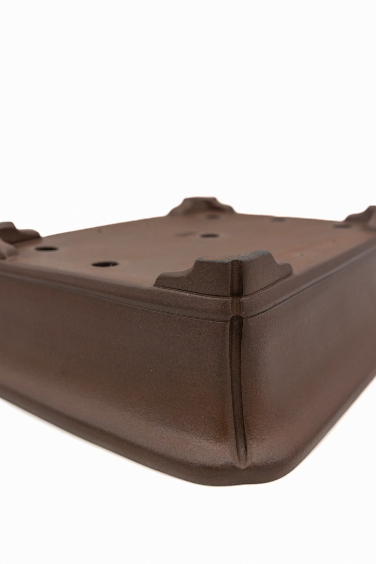 Large Rectangular Glazed Japanese Bonsai Pot – Gyouzan Kiln, Hand Formed, Thick Flat Rim, Chop and Nail Signed