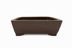 16x13x4 Inch Gyouzan Rectangle Bonsai Pot #388 – Bottom Border, Glazed, Chop Mark