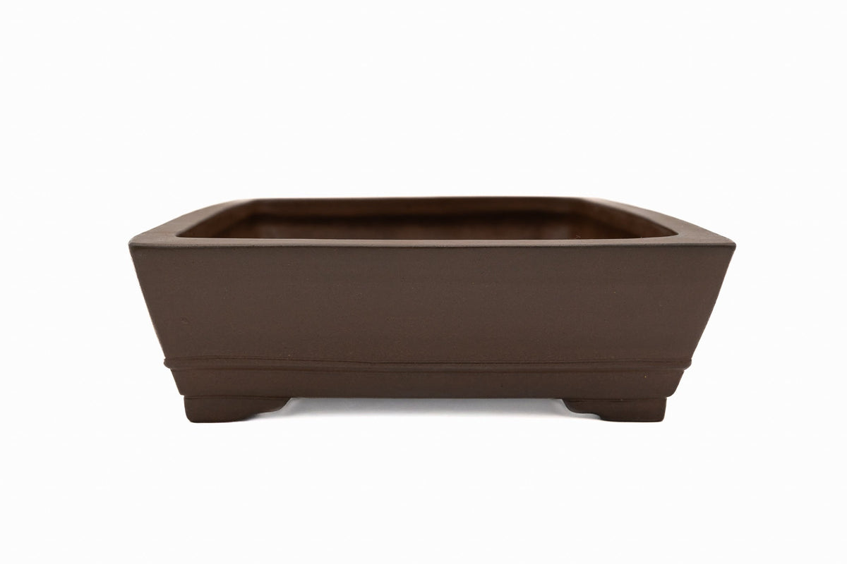 16x13x4 Inch Gyouzan Rectangle Bonsai Pot #388 – Bottom Border, Glazed, Chop Mark