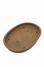 Large Oval Glazed Japanese Bonsai Pot – Suzuki Suzan Kiln Double Chop, Flared Thick Rim, Smooth Corners