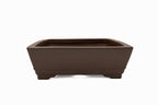 16x13x4 Inch Gyouzan Rectangle Bonsai Pot #388 – Bottom Border, Glazed, Chop Mark
