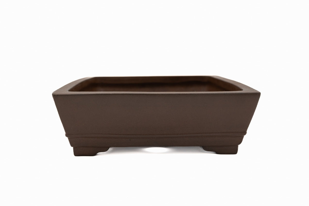 16x13x4 Inch Gyouzan Rectangle Bonsai Pot #388 – Bottom Border, Glazed, Chop Mark