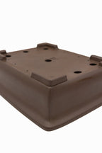 Large Rectangular Unglazed Gyouzan Japanese Bonsai Pot – Flared Rim, Masculine Chop, 18.5x16x4
