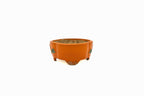 Small Mokka Orange Glazed Biko Kiln Japanese Bonsai Pot – Hand Carved Medallion, Chop and Nail Signed