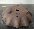 Ryugaku free-form round bonsai pot, base with maker stamp