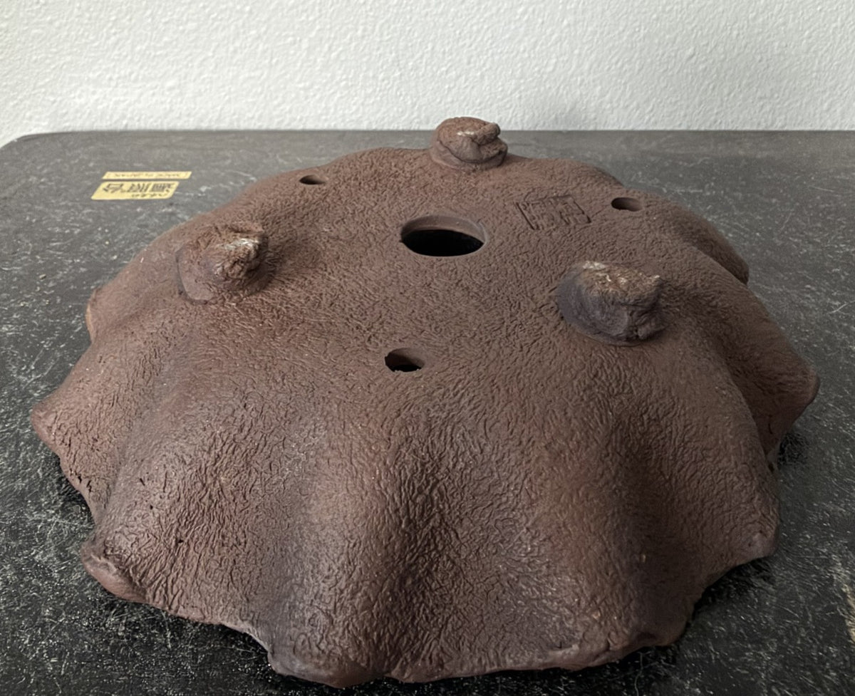 Ryugaku free-form round bonsai pot, base, second view