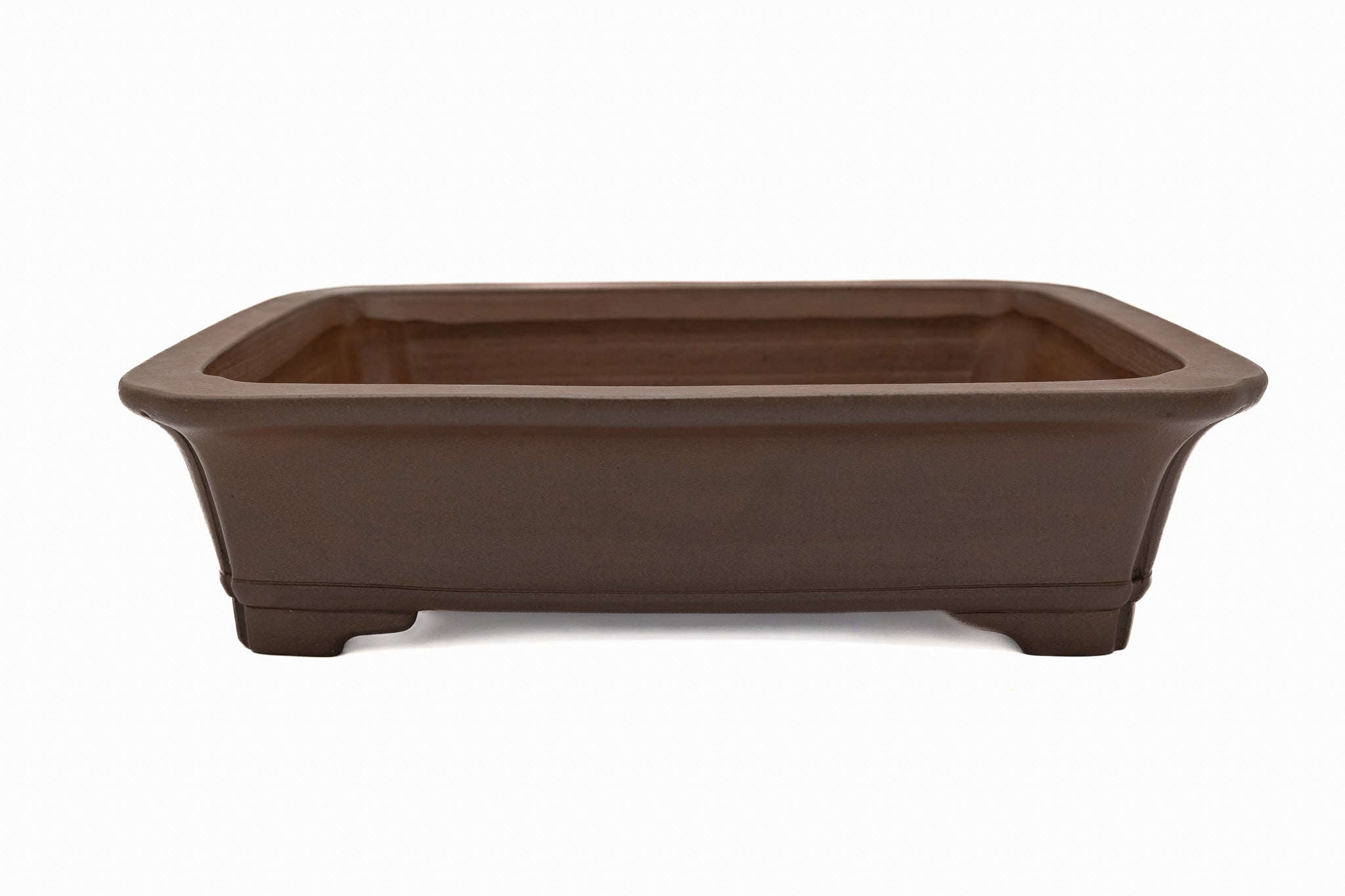 Large Rectangular Glazed Japanese Bonsai Pot – Gyouzan Kiln, Hand Formed, Thick Flat Rim, Chop and Nail Signed