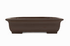 Large Rectangular Unglazed Gyouzan Japanese Bonsai Pot – Flared Rim, Masculine Chop, 18.5x16x4