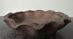 Ryugaku free-form round bonsai pot, front three-quarter view