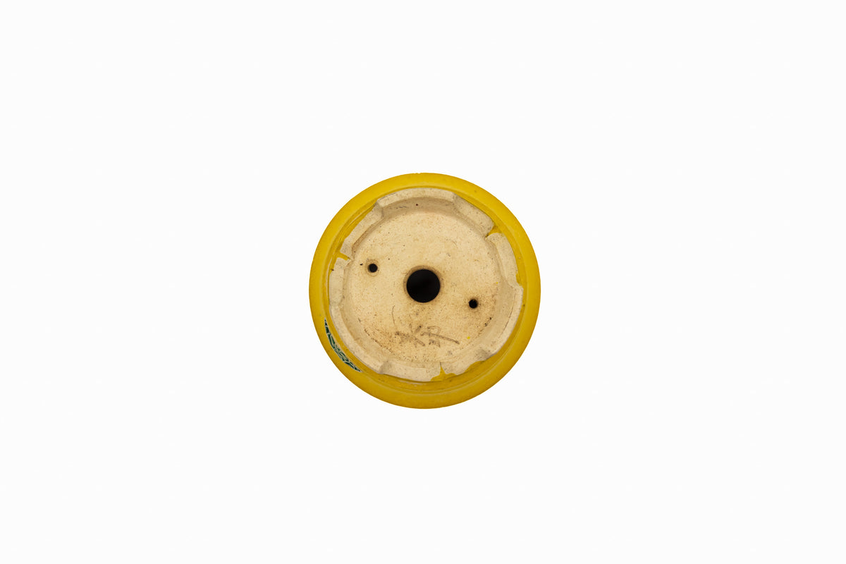 Small Round Yellow Glazed Biko Kiln Japanese Bonsai Pot – Vintage Medallion Chop
