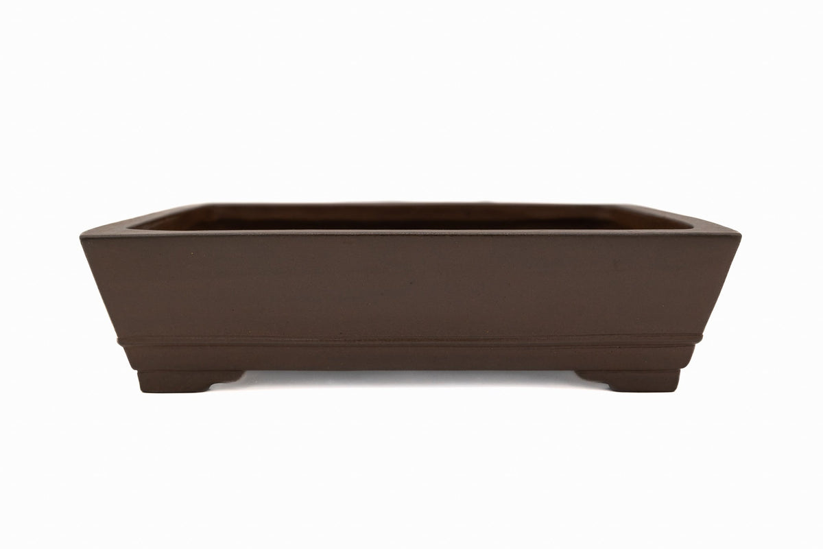 16x13x4 Inch Gyouzan Rectangle Bonsai Pot #388 – Bottom Border, Glazed, Chop Mark