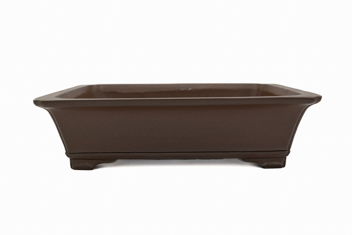 17x14x5 Inch Gyouzan Rectangle Bonsai Pot #432 – Decorative Bottom Border, Glazed, Chop Mark