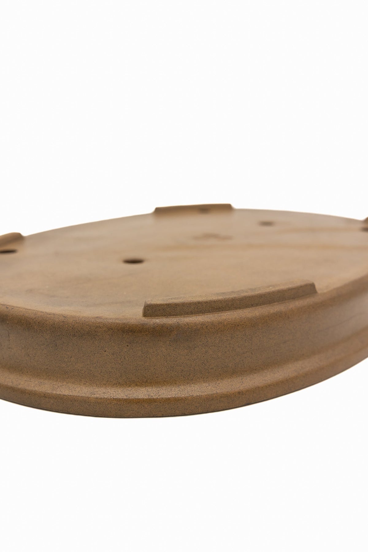 Large Oval Glazed Japanese Bonsai Pot – Suzuki Suzan Kiln Double Chop, Flared Thick Rim, Smooth Corners