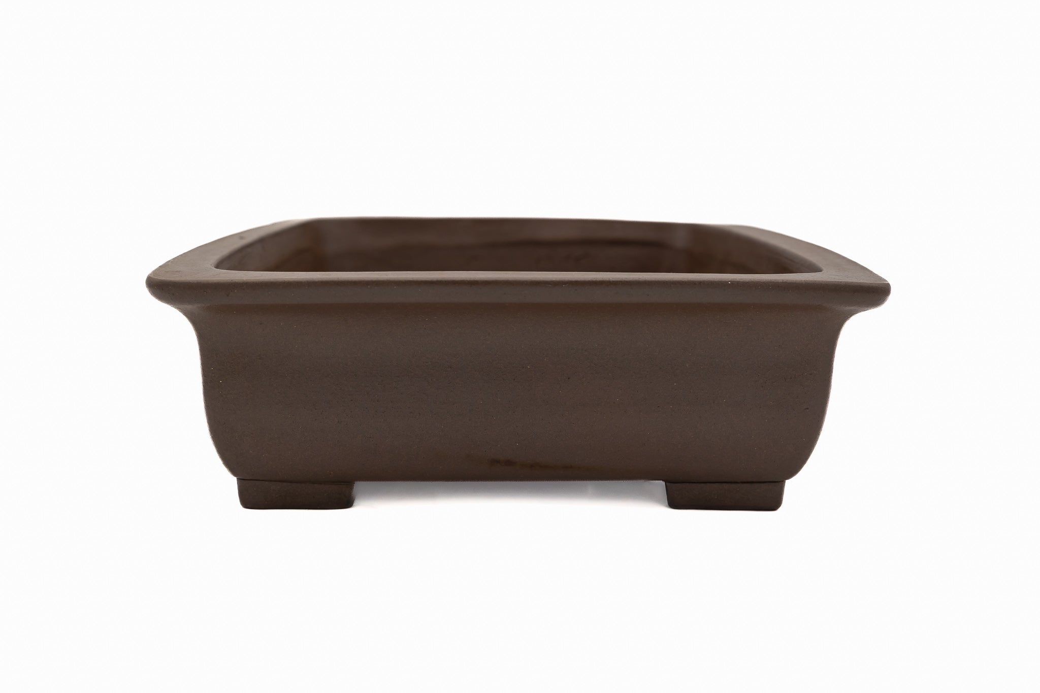 Large Rectangular Unglazed Gyouzan Japanese Bonsai Pot – Flared Rim, Masculine Chop, 18.5x16x4