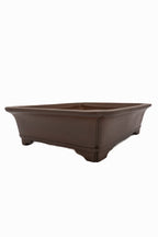 Medium Round Unglazed Japanese Bonsai Pot – Bigei Kiln, Hand Carved, Vintage, Chop and Nail Signed, Shiny Finish