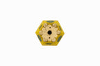 Small Hexagon Yellow Glazed Biko Kiln Japanese Bonsai Pot – Vintage Medallion, Chop and Nail Signed