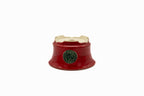 Small Round Red Glazed Biko Kiln Japanese Bonsai Pot – Vintage Medallion, Chop and Nail Signed, Bold Form