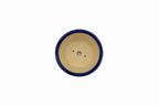 Small Round Ruri Blue Glazed Japanese Bonsai Pot – Biko Kiln, Medallion Chop, Competition Quality, Square Cut Feet