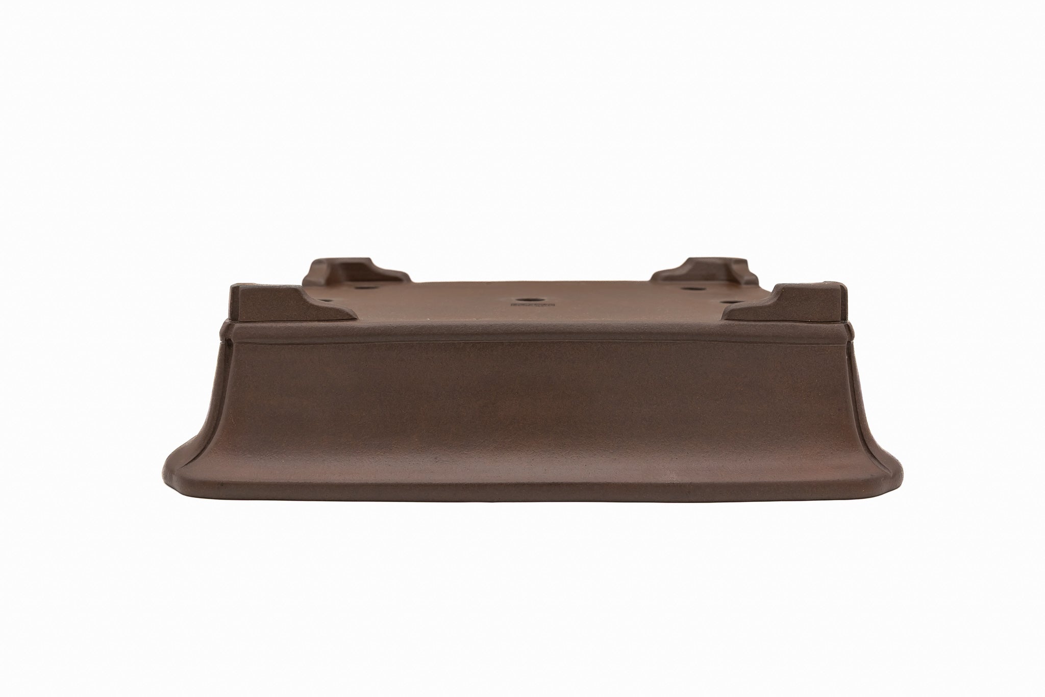 Large Rectangular Glazed Japanese Bonsai Pot – Gyouzan Kiln, Hand Formed, Thick Flat Rim, Chop and Nail Signed