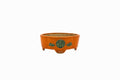 Small Mokka Orange Glazed Biko Kiln Japanese Bonsai Pot – Hand Carved Medallion, Chop and Nail Signed