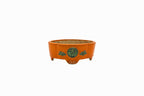 Small Mokka Orange Glazed Biko Kiln Japanese Bonsai Pot – Hand Carved Medallion, Chop and Nail Signed