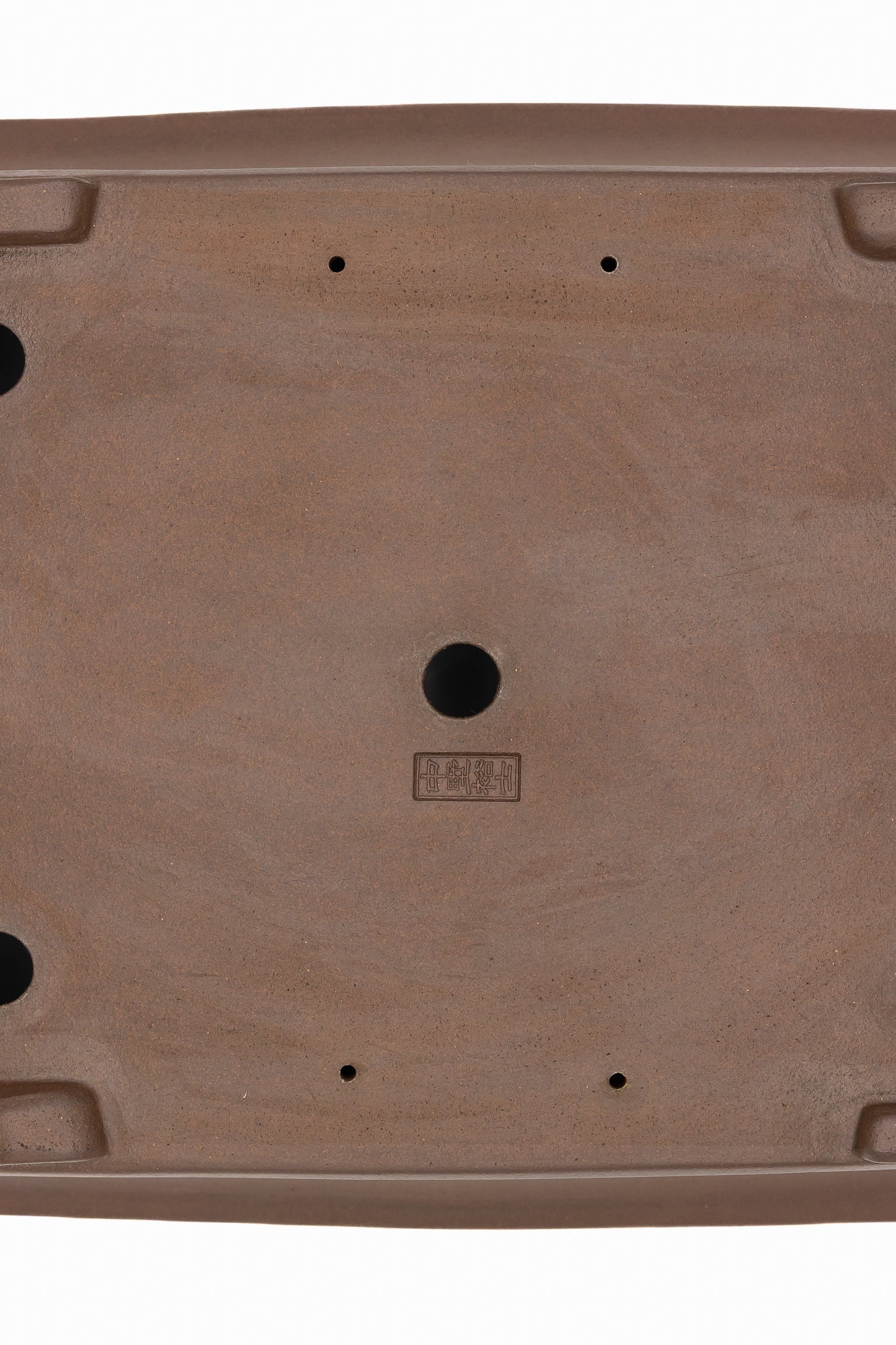 Large Rectangular Glazed Japanese Bonsai Pot – Gyouzan Kiln, Hand Formed, Thick Flat Rim, Chop and Nail Signed