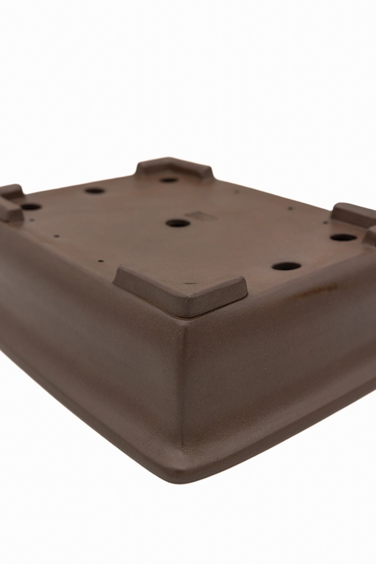 Large Rectangular Gyouzan Japanese Bonsai Pot – Bold Form, Inverted Flat Rim, 16x13x4.5 Chop